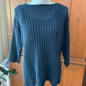 J Jill navy open weave cotton sweater with matching tank top